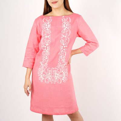 Pitchera Dress with Bullion embroidery 3/4 Sleeves - TESOROS